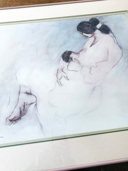 Large Vintage Framed RC Gorman Mother and Child Lithograph
