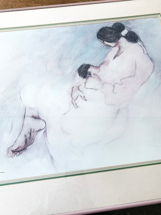 Large Vintage Framed RC Gorman Mother and Child Lithograph