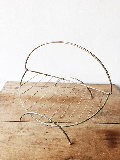 Mid Century Brass Wood Rack