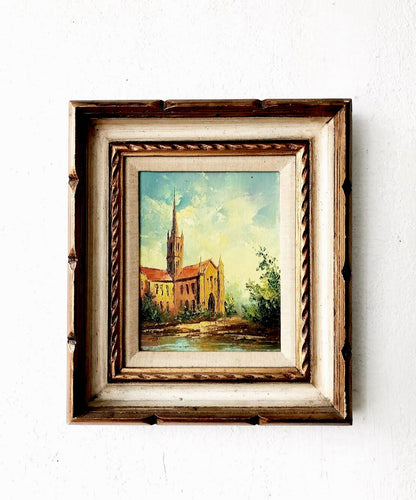 Vintage Original Old Church Painting