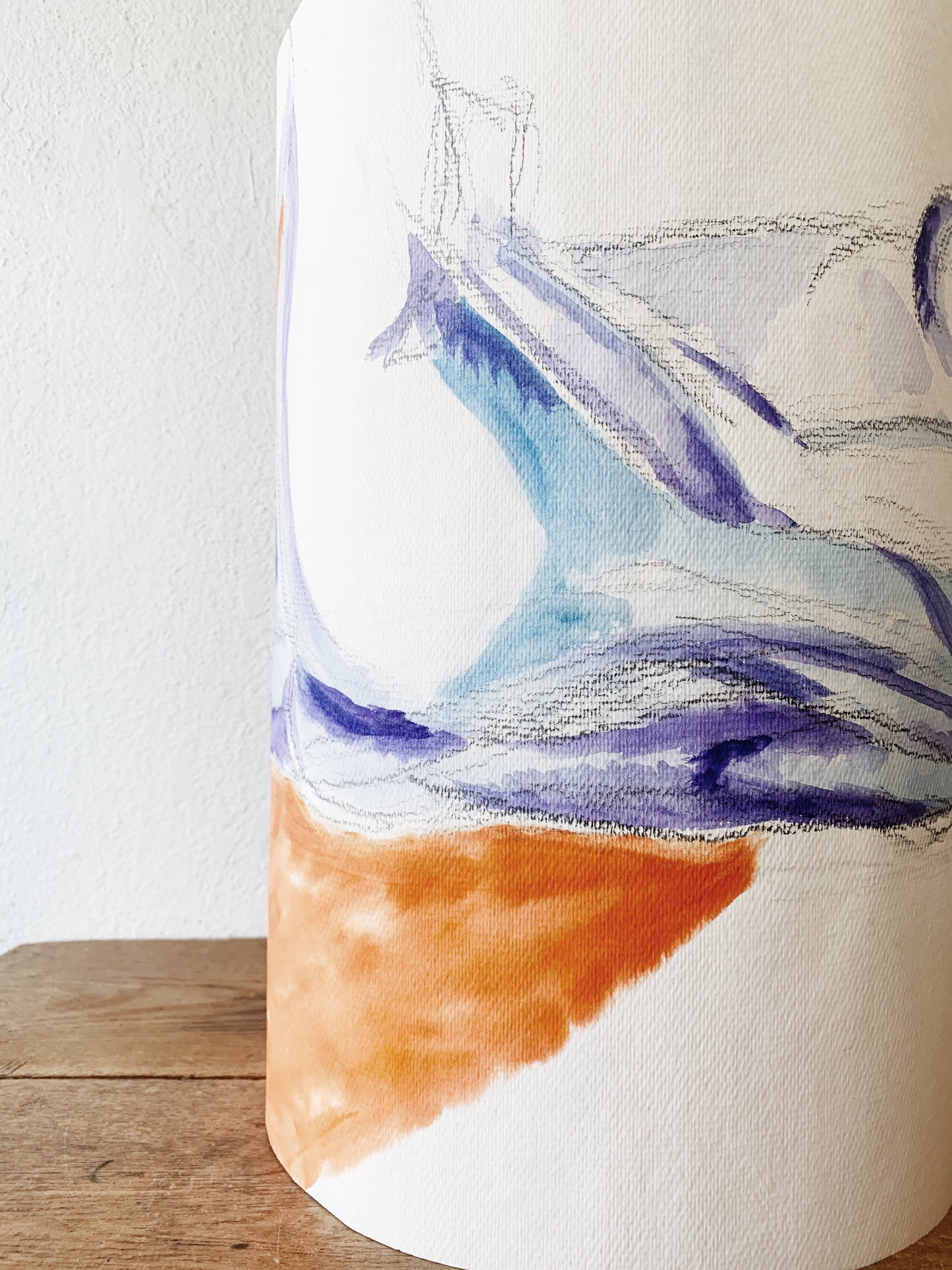 Vintage Double Sided Watercolor Portrait