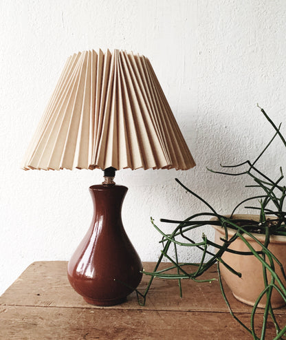 Vintage Ceramic Lamp with Pleated Shade