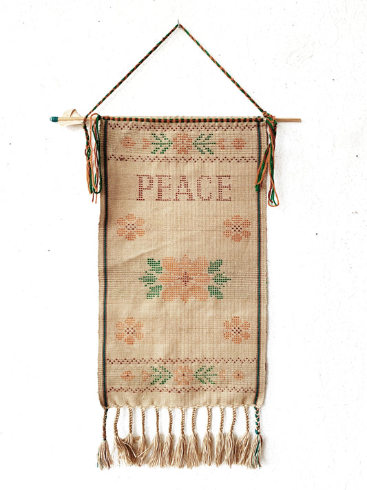 RESERVED Vintage Woven Peace Hanging