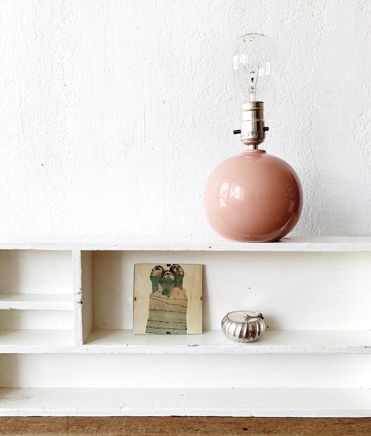 Vintage Pink Ceramic Orb Lamp