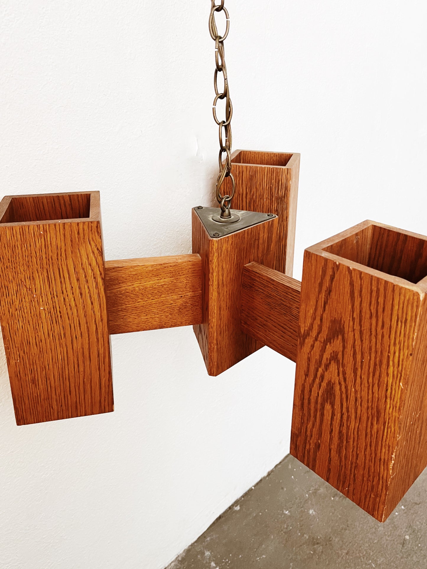 Vintage 1970s Wood Pendant Lamp