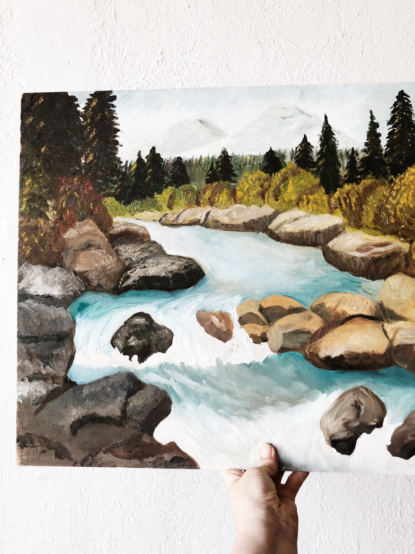 Vintage Naive Style Landscape Painting