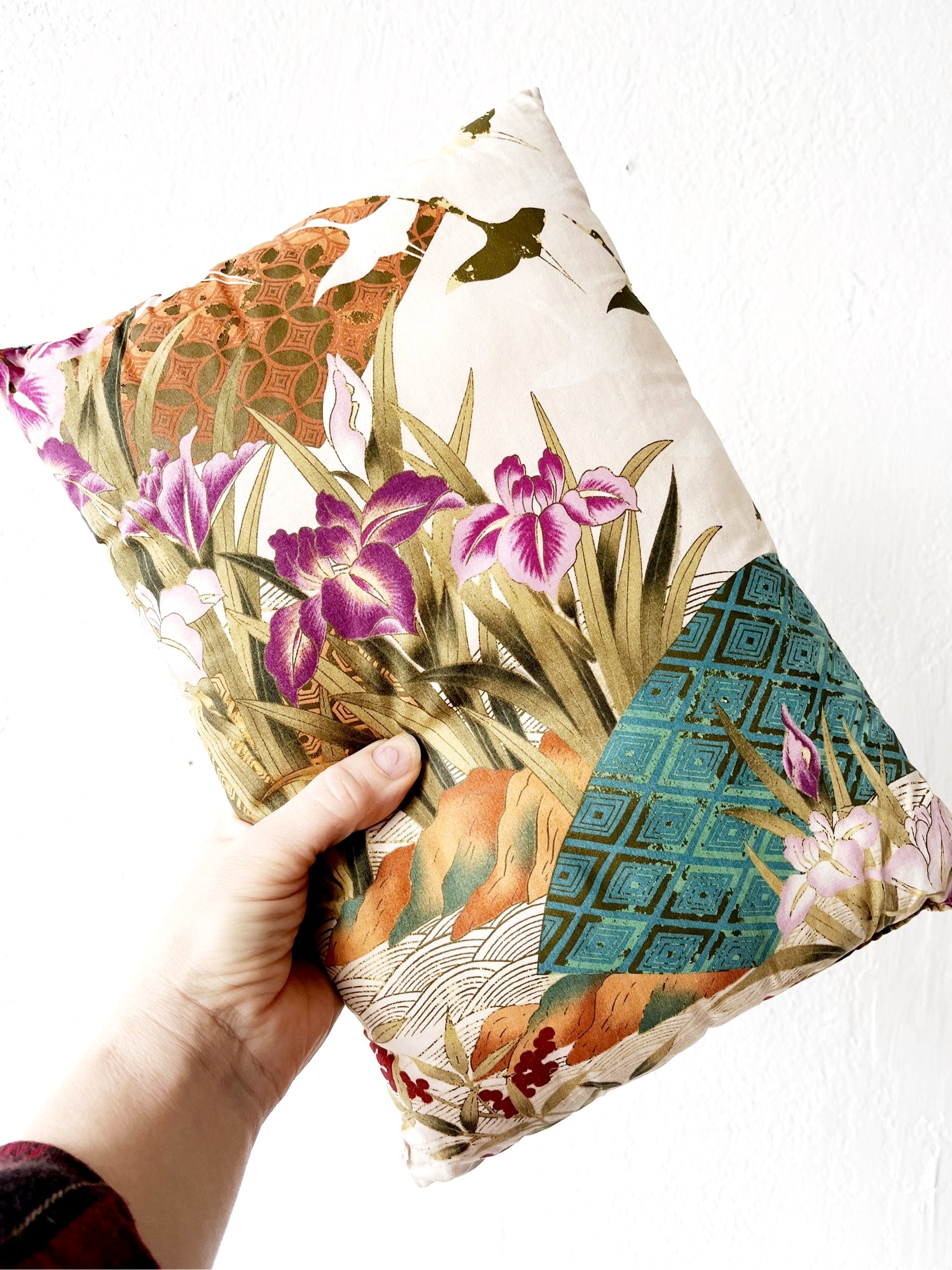 Reversible Vintage Silk Pillow - Thumbnail 2