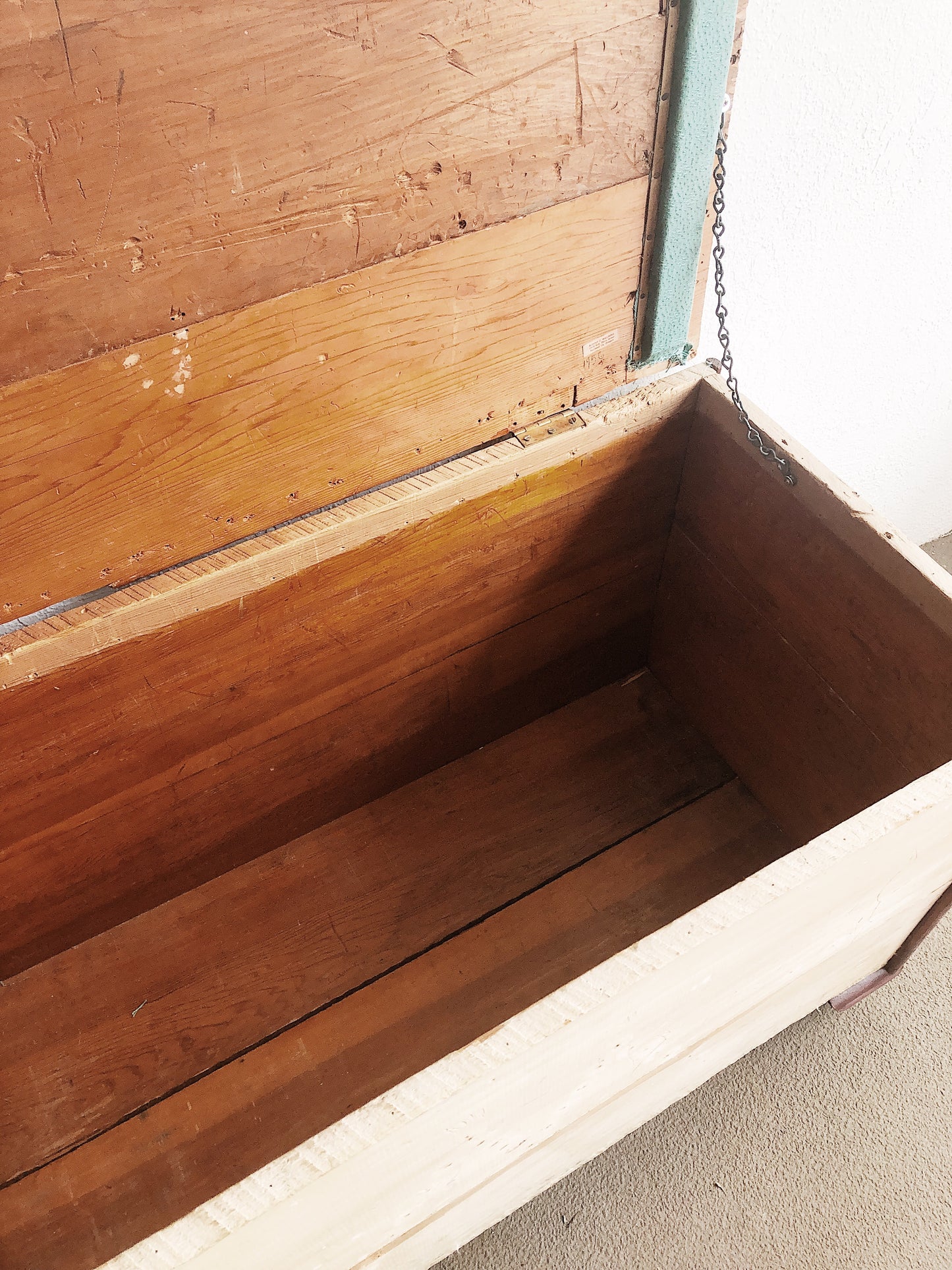 Vintage Handmade Wood Trunk on Wheels