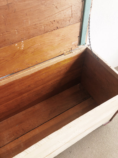 Vintage Handmade Wood Trunk on Wheels