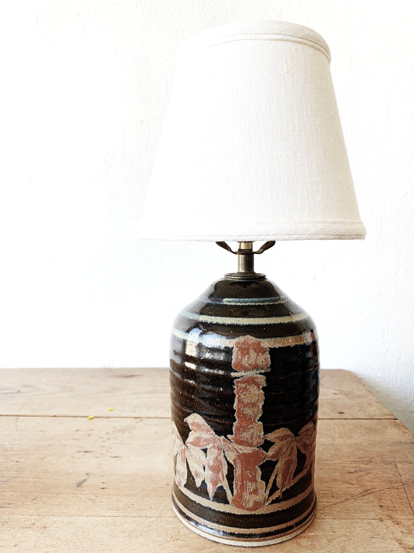 Vintage Pottery Lamp with Shade