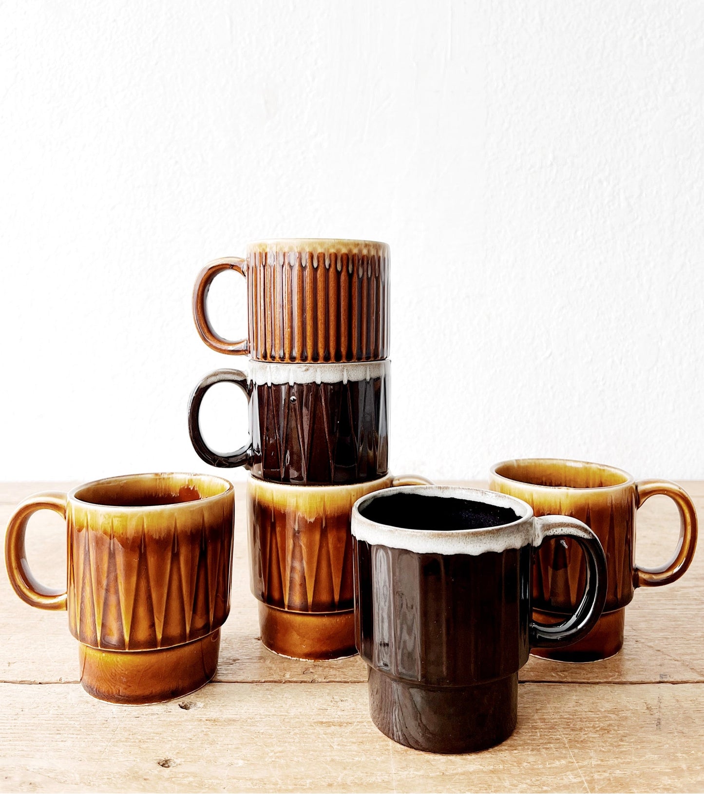 Mid Century Stacking Ceramic Mugs
