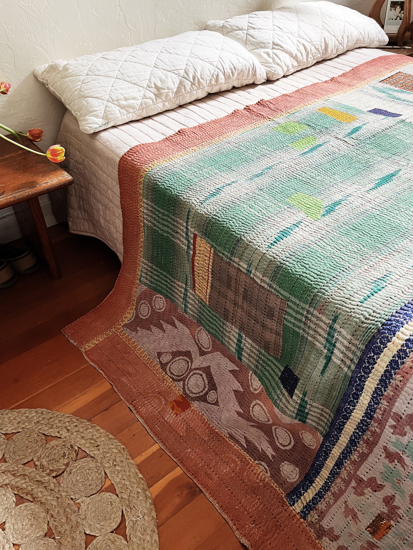 Handmade Cotton Kantha Quilt