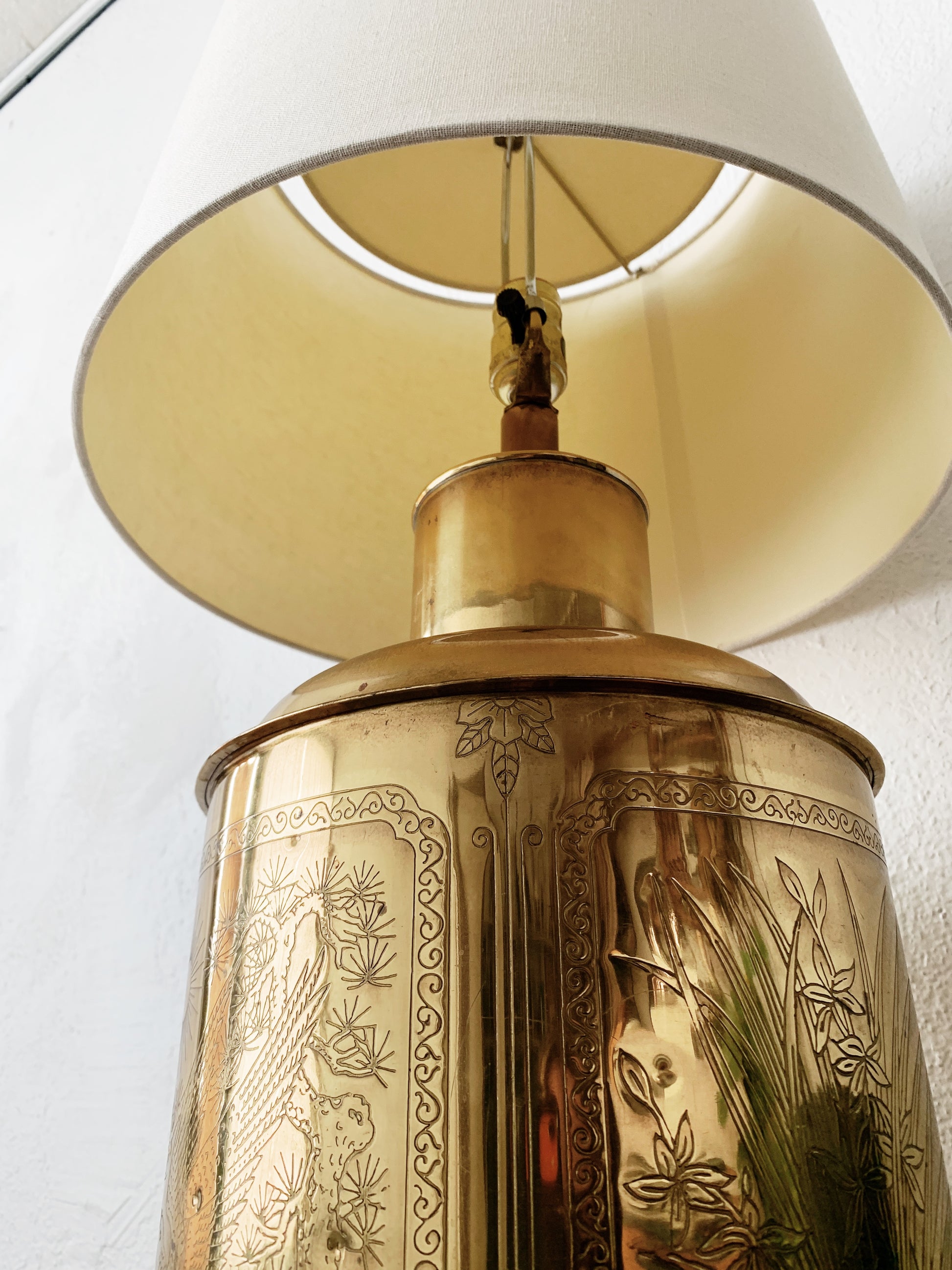Vintage Etched Brass Lamp