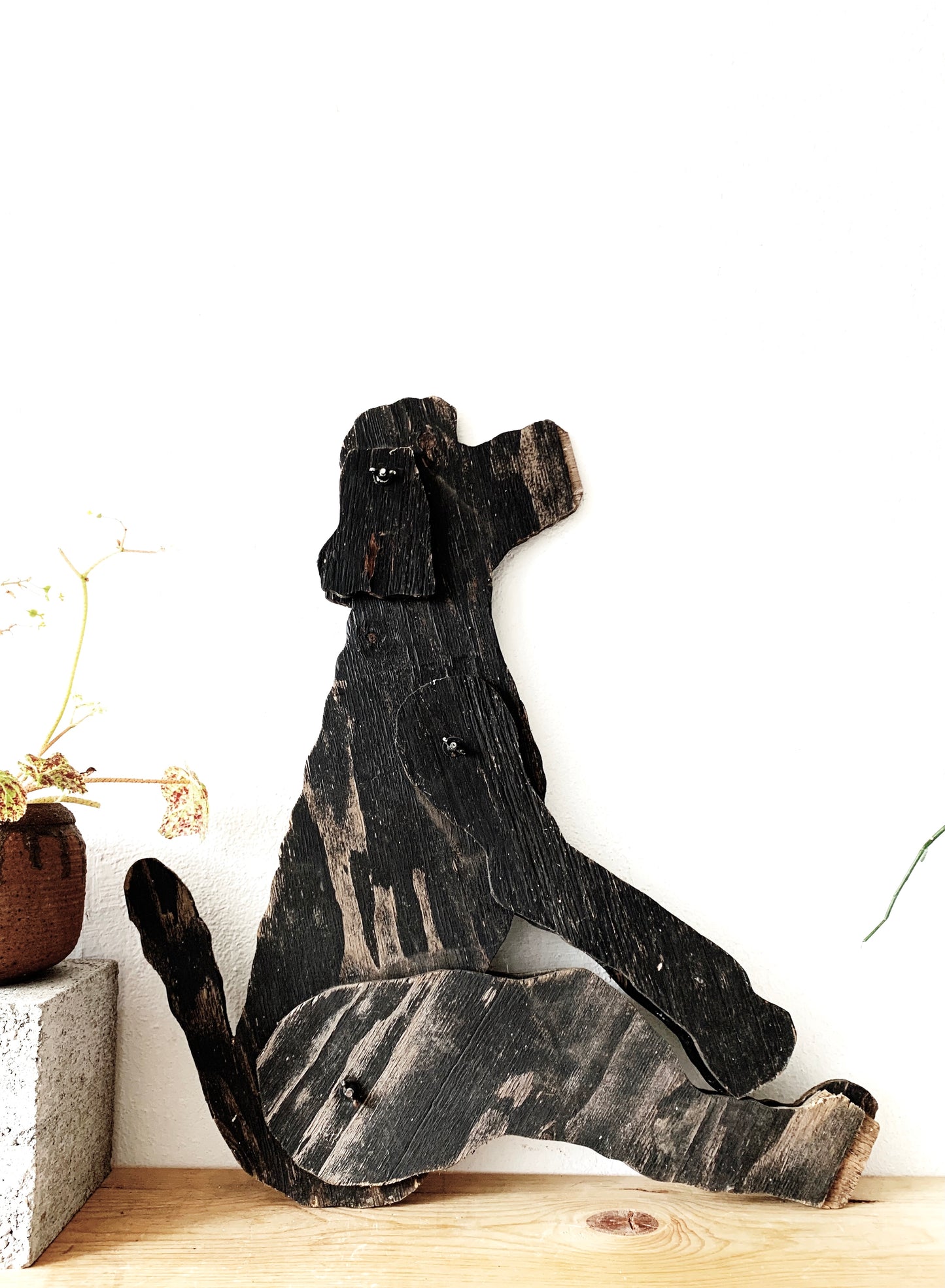 Large Vintage Handmade Folk Art Dog