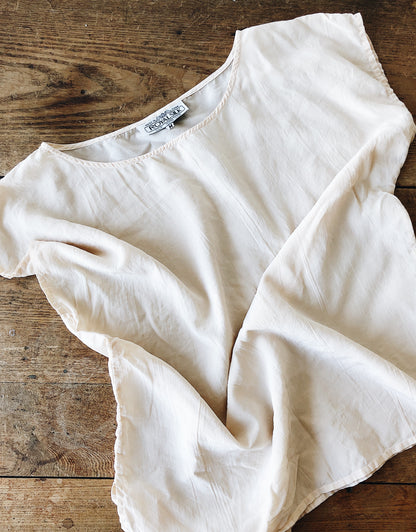 Vintage Peach Silk Crepe Shell Top