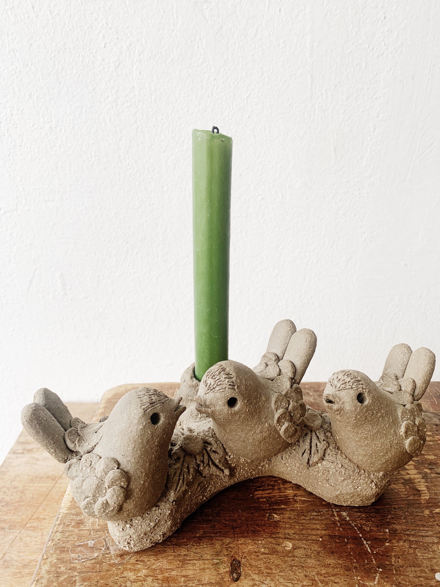 Handmade Clay Bird Candle Holder