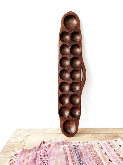 Large Vintage Carved Wood Mancala