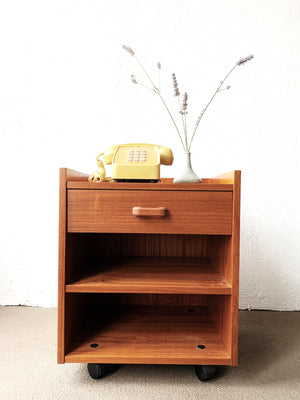 1970’s Rolling End Table/Nightstand Denmark