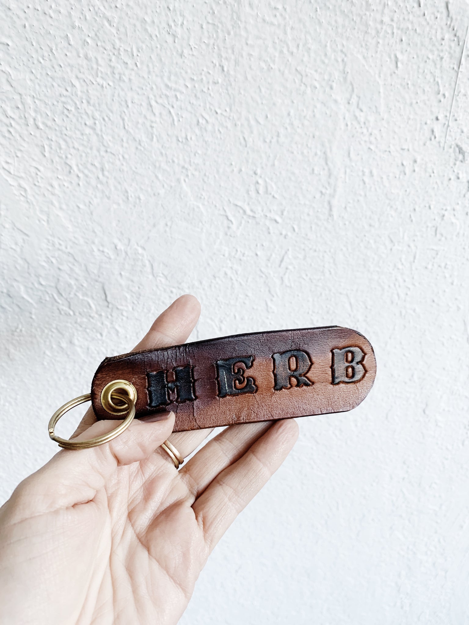 Vintage Leather Herb Key Chain