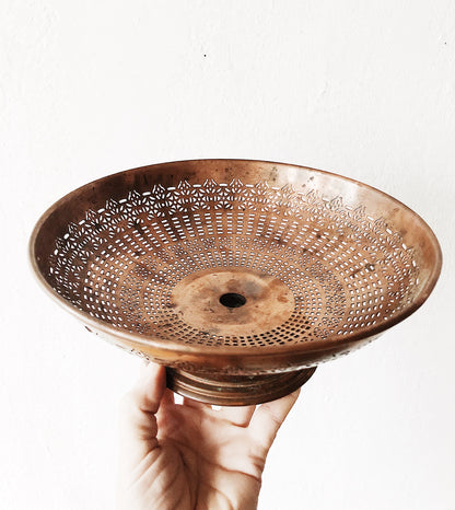 Vintage Copper Pedestal Dish