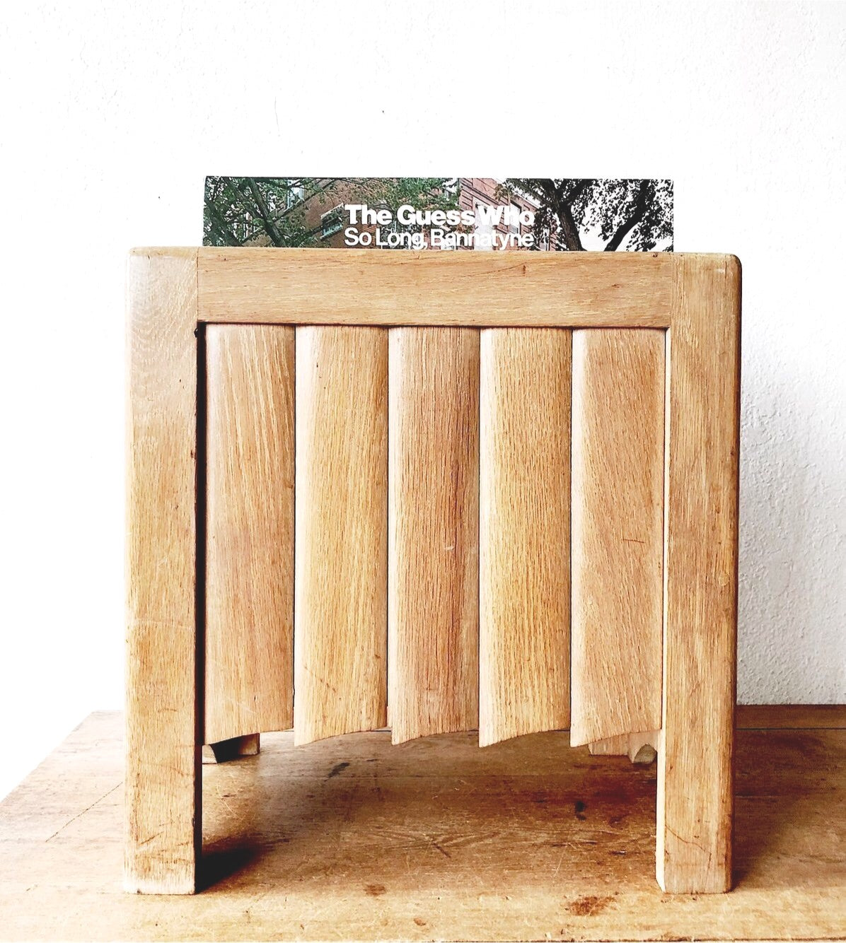 Chunky Blond Wood Record Rack