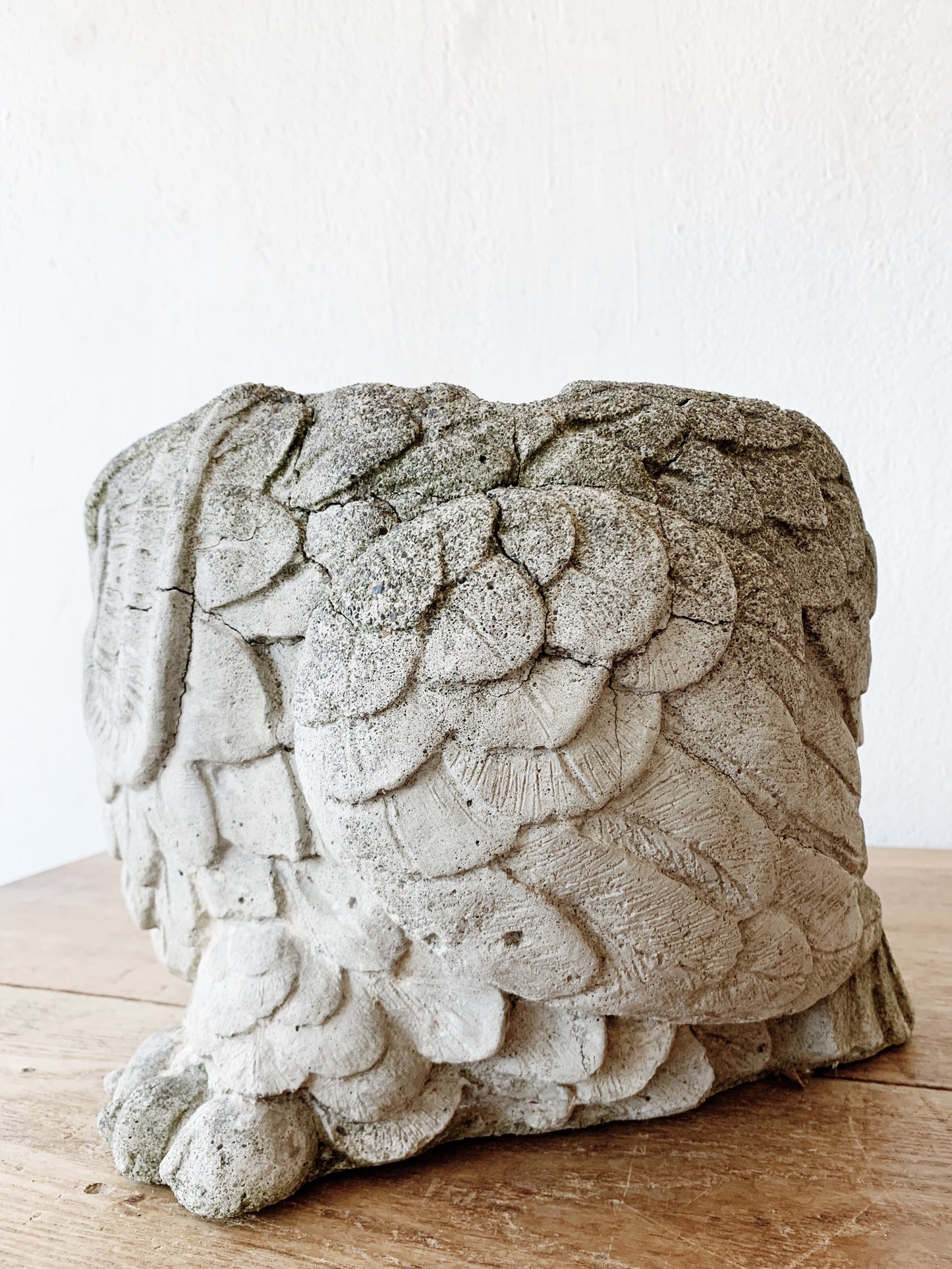 Large Vintage Cement Owl Planter