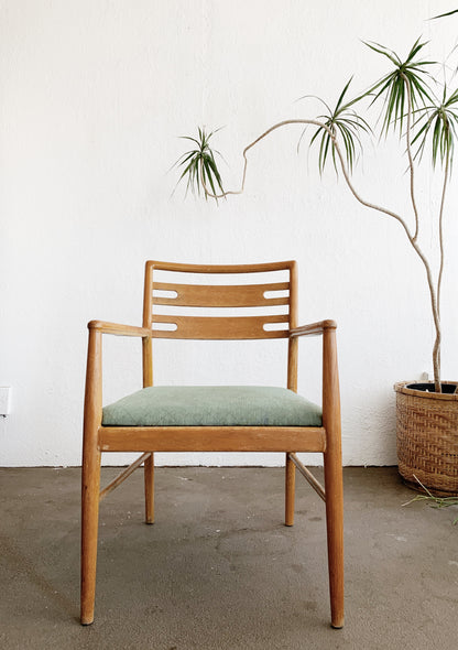 Mid Century Upholstered Wood Arm Chair