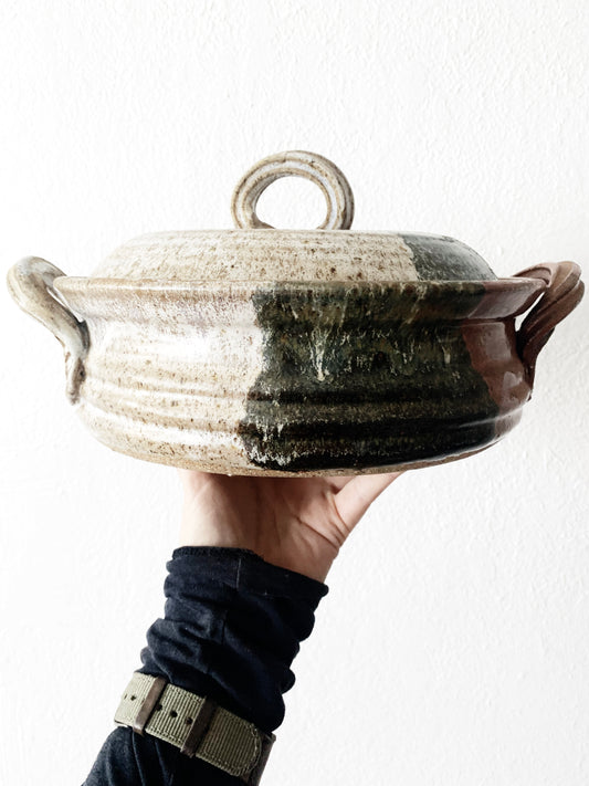 Vintage Lidded pottery Crock