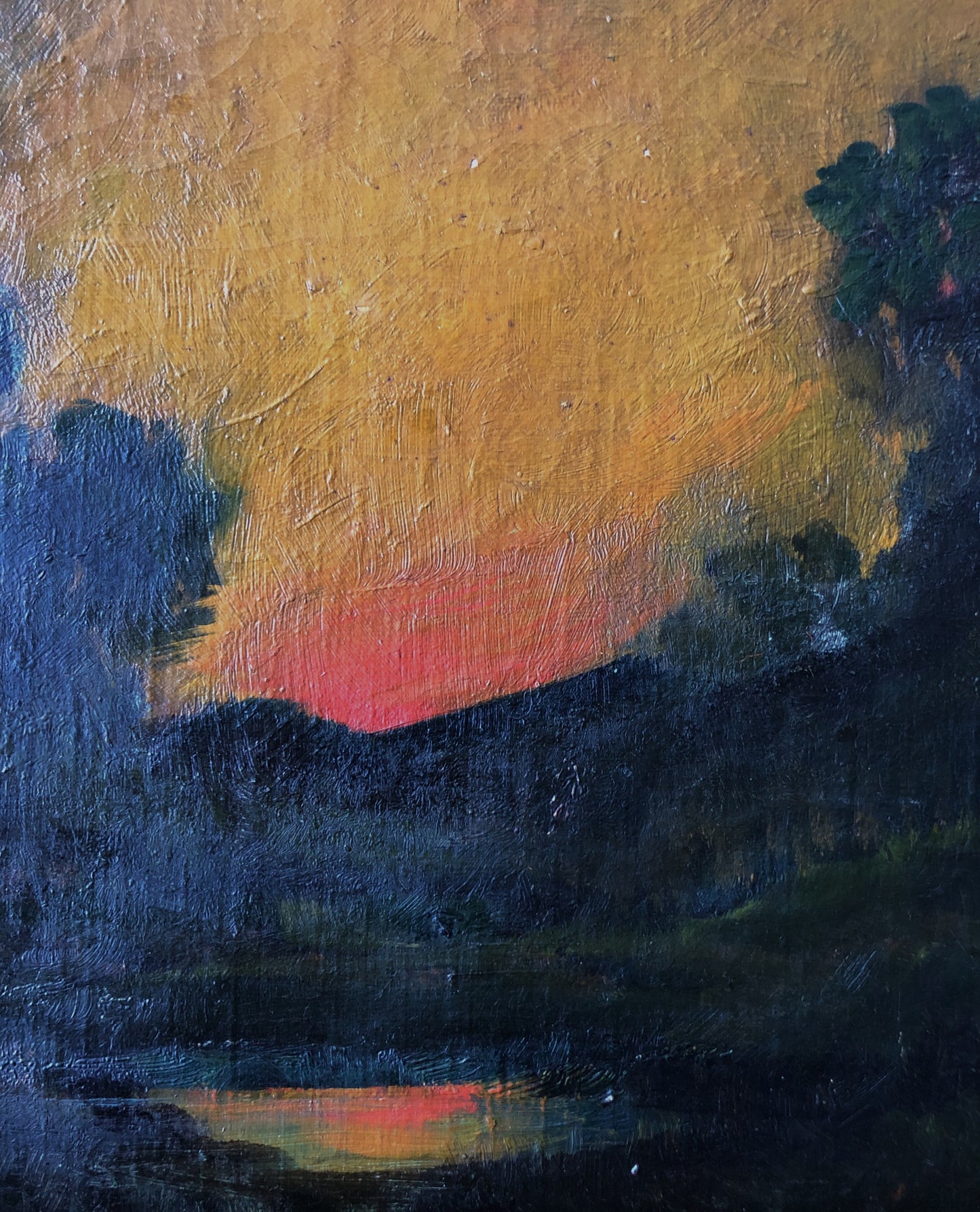Moody Sunset Landscape Painting