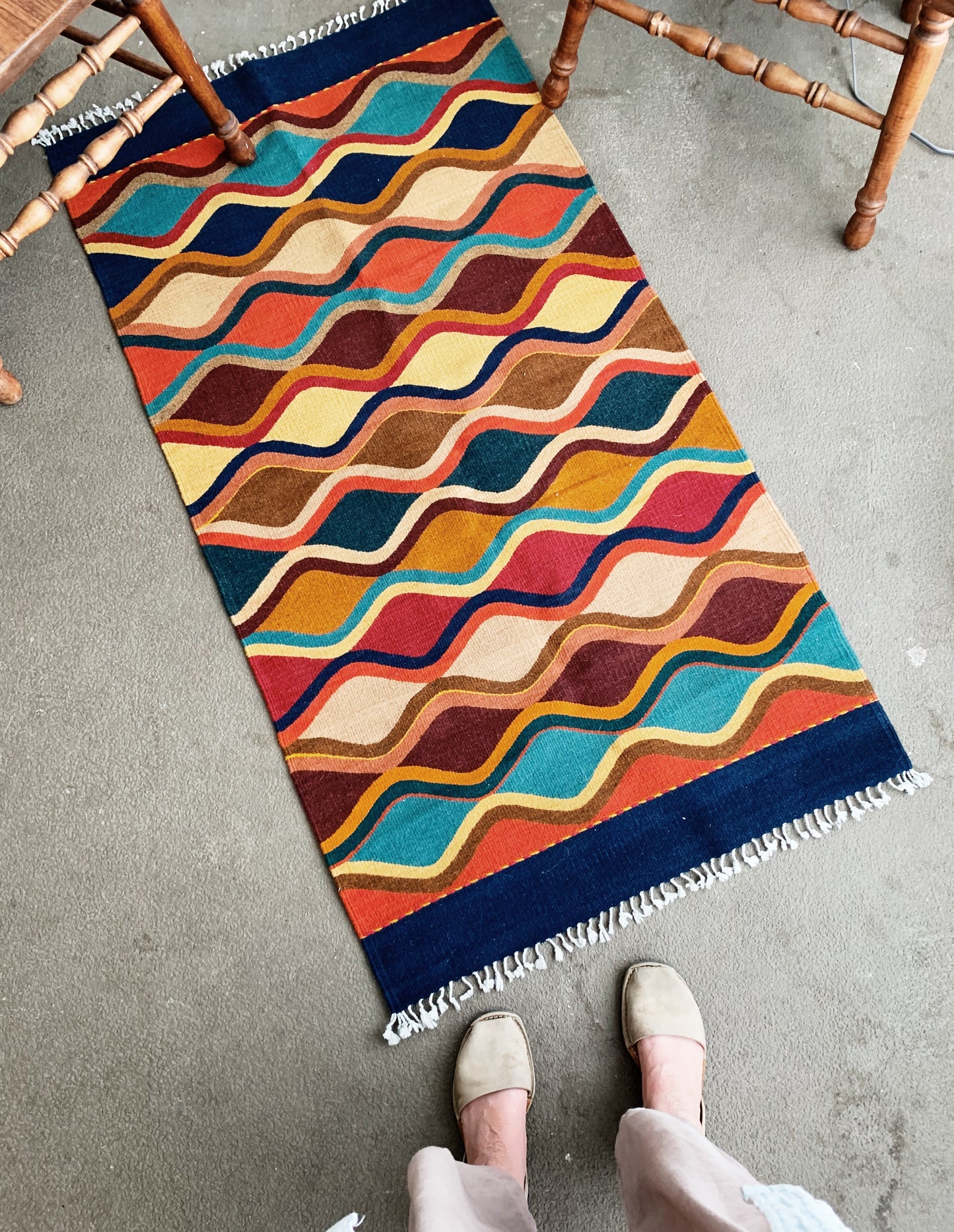 Colorful Flat Weave Wool Rug
