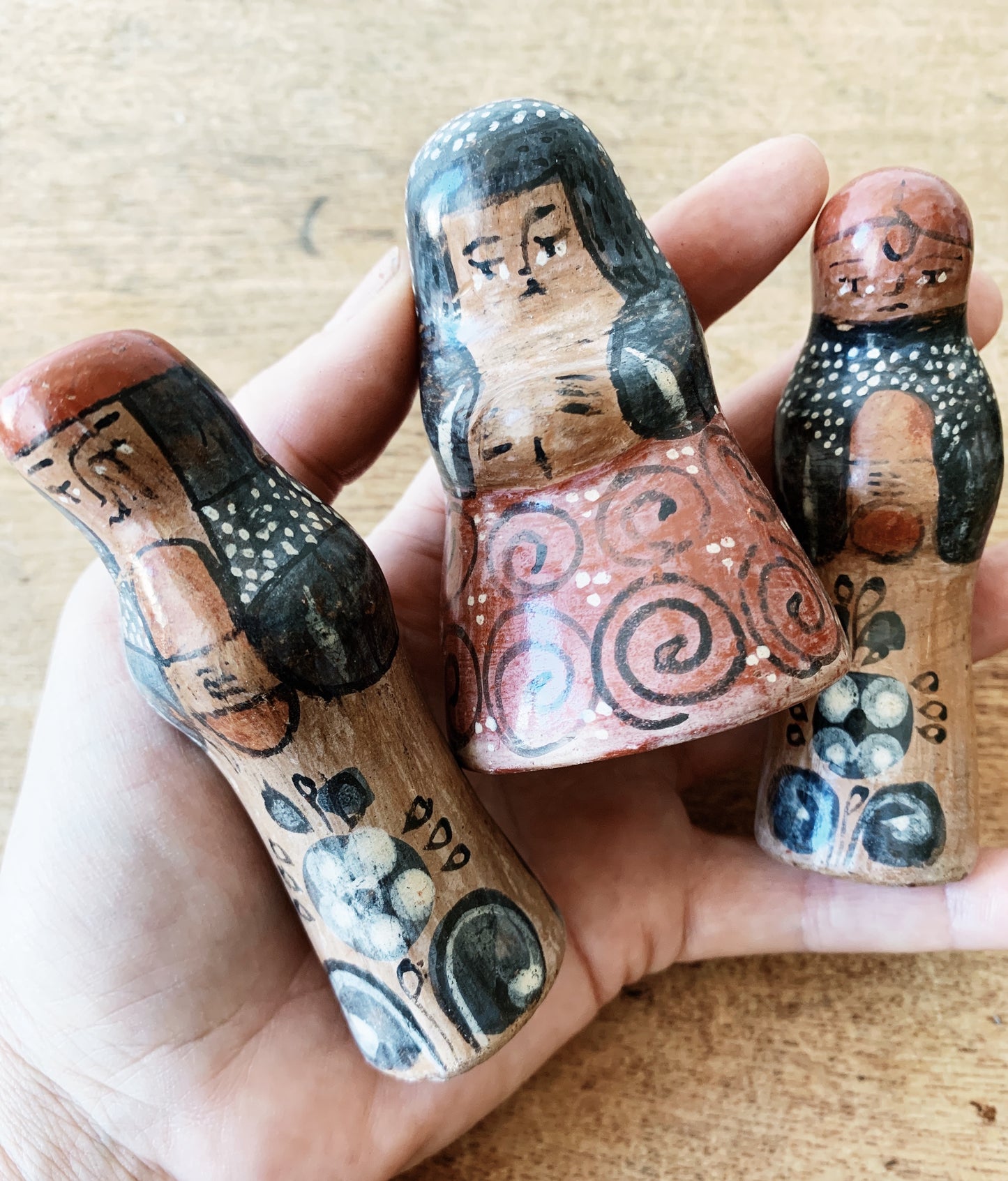Vintage Hand Painted Clay Figurines Mexico