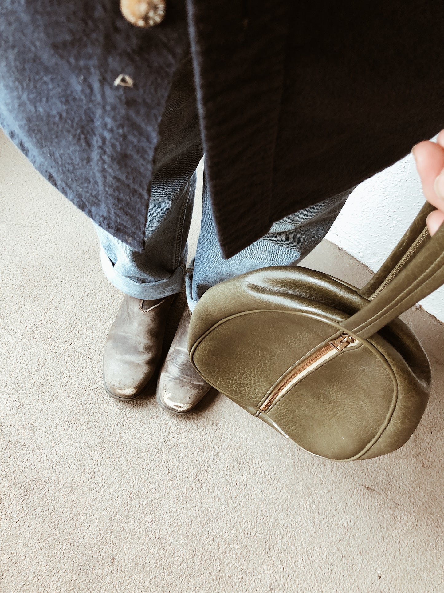 Vintage Olive Naugahyde Carryall