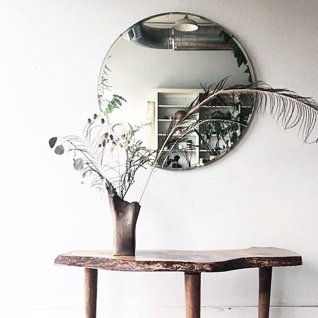 Vintage Round Industrial Edge Mirror