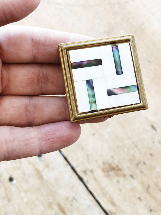 Vintage Abalone Shell Compact / Pill Box