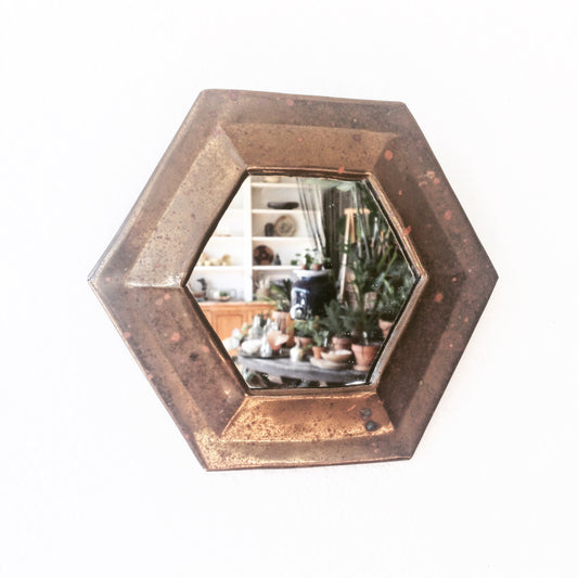 Mini Aged Brass Moroccan Mirror