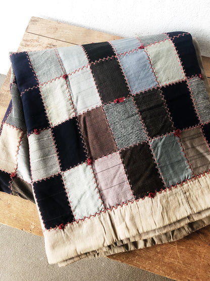 Antique Silk and Wool Patchwork Quilt
