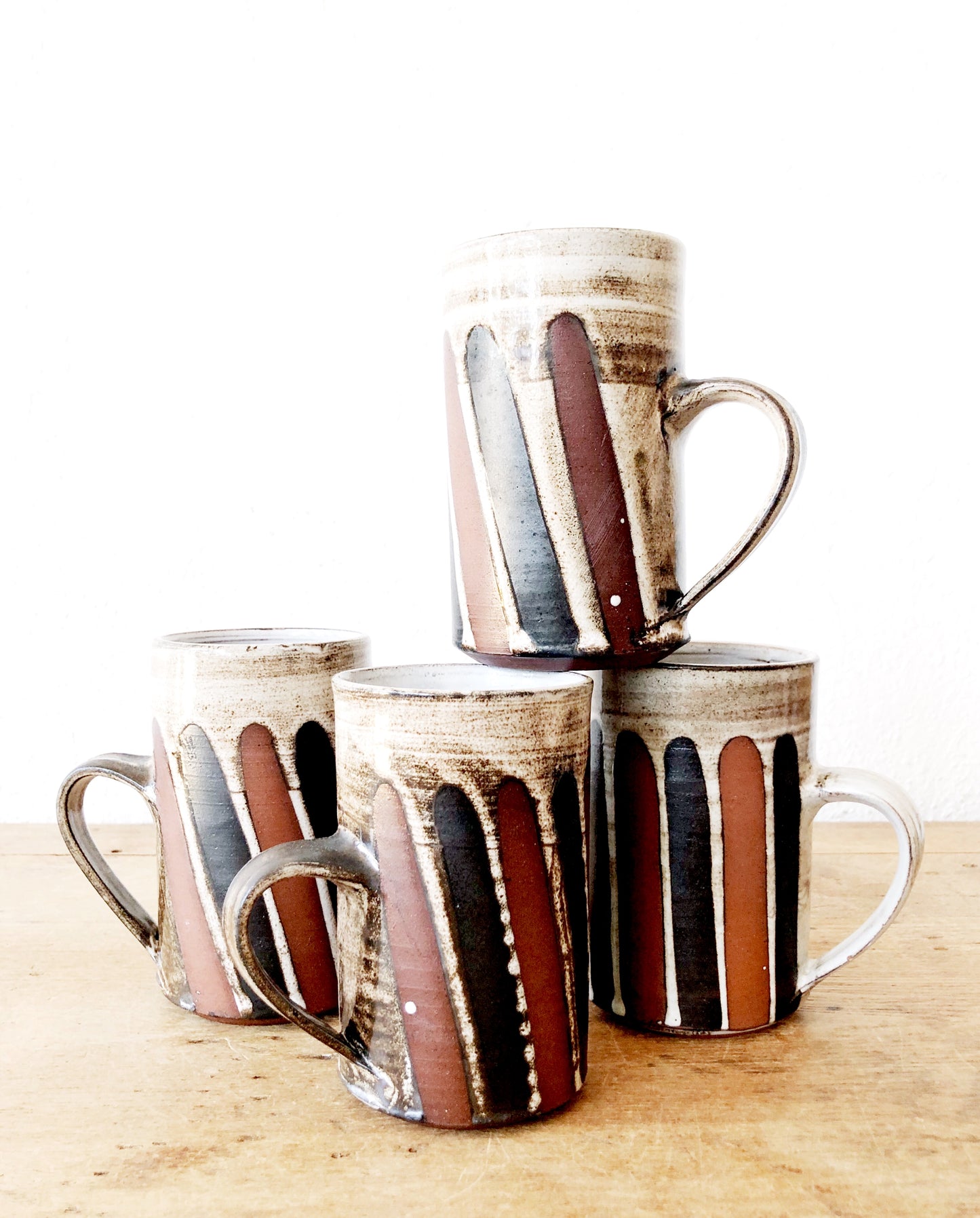 Mid Century Briglin Pottery Mug Set
