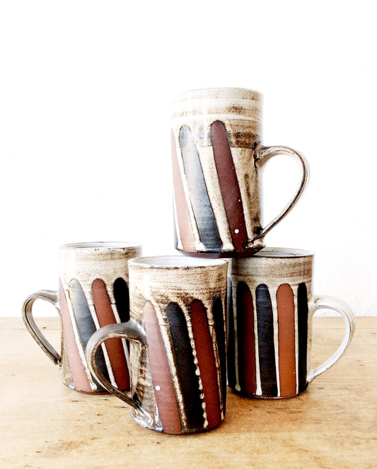 Mid Century Briglin Pottery Mug Set