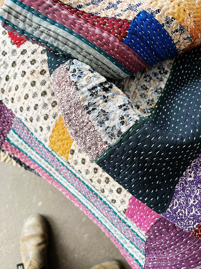 Handmade Cotton Kantha Quilt