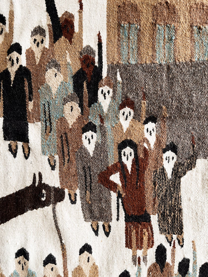 Vintage Figural Wool Rug