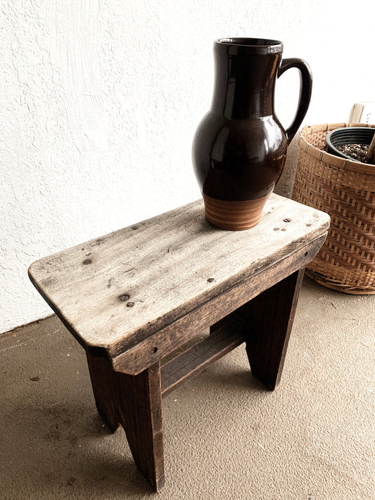 Antique Rustic Wood Stool / Side Table