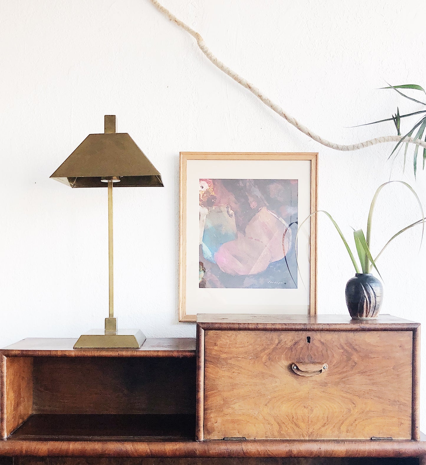 Vintage Modernist Solid Brass Lamp