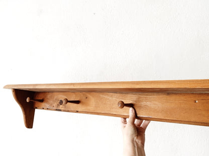 Long Rustic Wood Farmhouse Peg Shelf