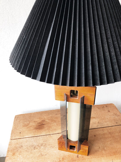 MCM Lucite and Teak Lamp with Nightlight
