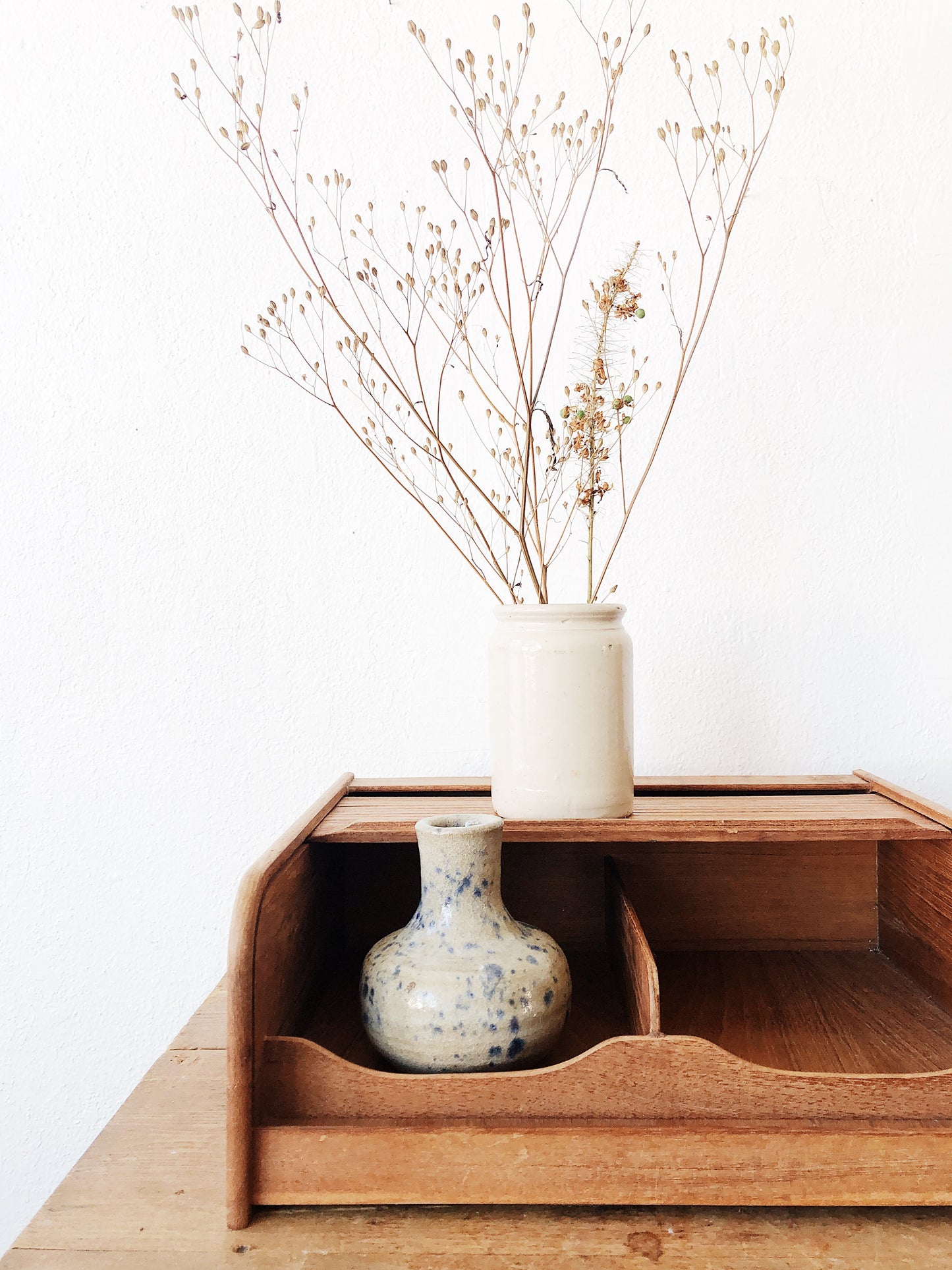Vintage Wood Tambour Storage