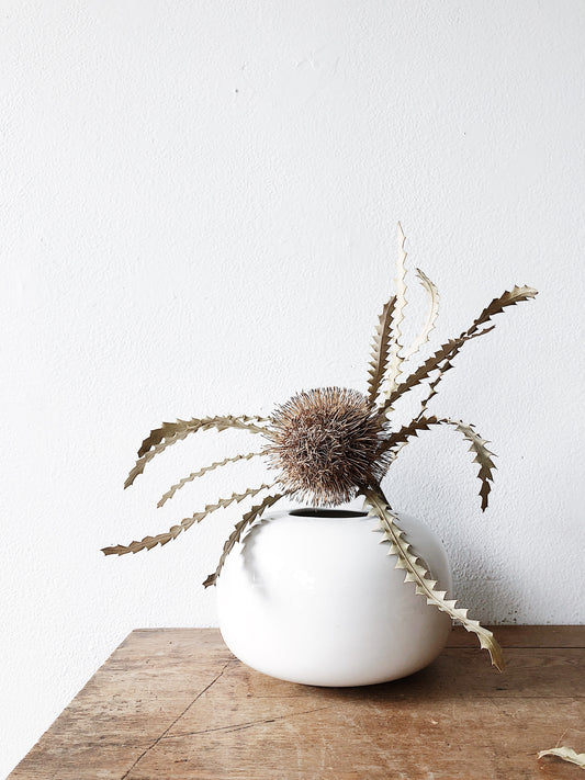 Vintage Mid Century White Ceramic Orb Vase