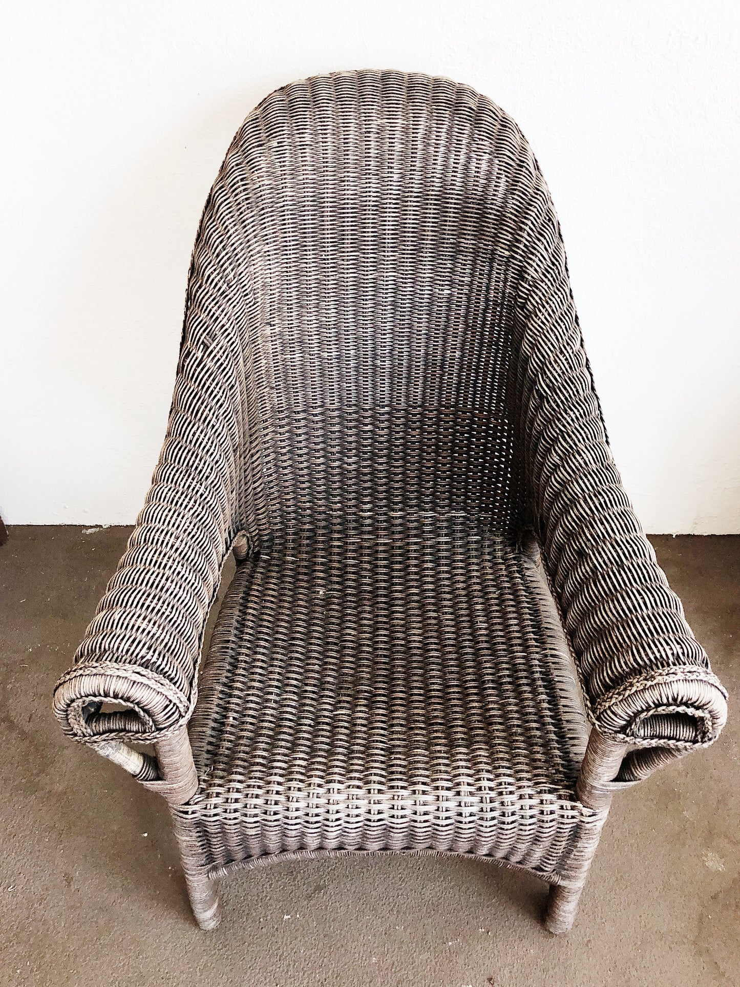 Vintage Grey Wicker Porch Chair