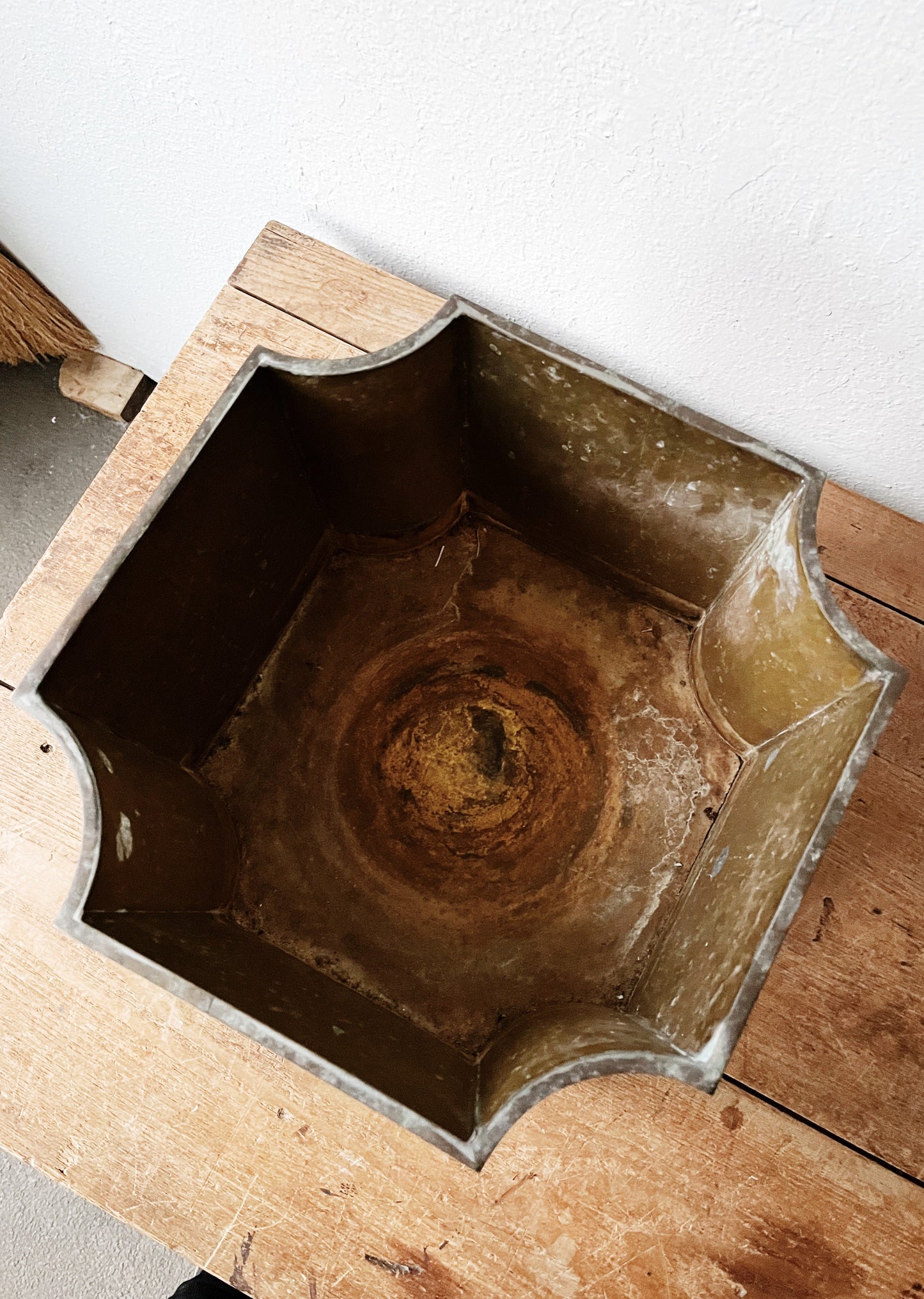 Vintage Aged Brass Cache Pot