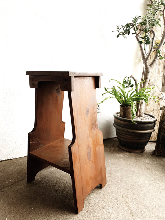 Vintage Handmade Wood Side Table / Plant Stand
