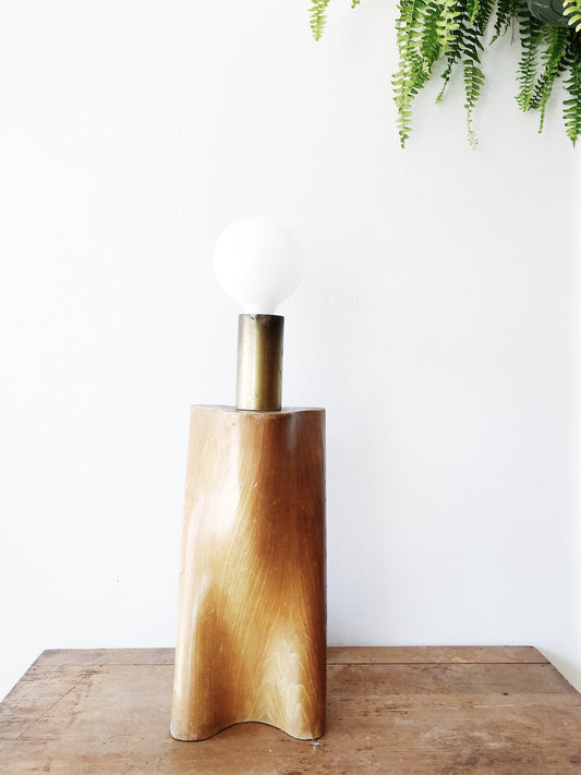 Vintage 1970s Biomorphic Wood Lamp